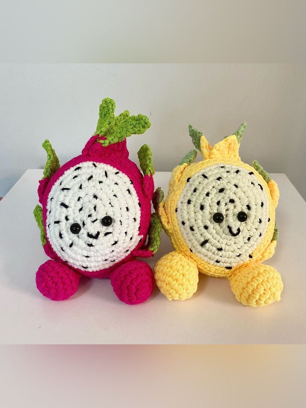 New Jellycat Inspired Crochet Dragon Fruit Plush - Pink and Yellow